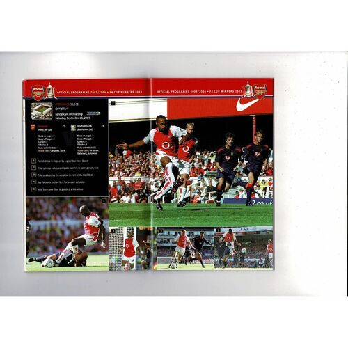 Arsenal v Inter Milan Champions League Football Programme 2003/04