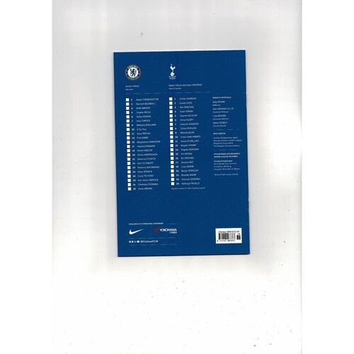 2019/20 Chelsea v Tottenham Hotspur Womens Super League Football Programme