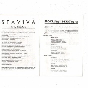 Slovan Bratislava v Derby County European Cup Football Programme 1975/76