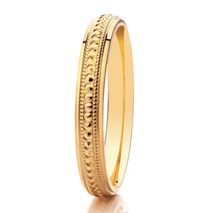 9ct 3mm DIAMOND CUT beaded mille-grain ring