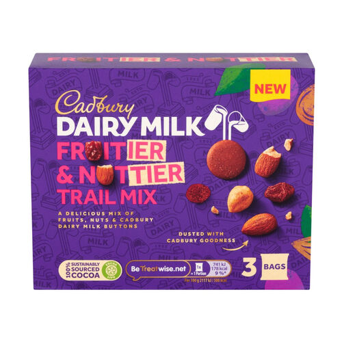 Cadbury Fruitier & Nuttier Chocolate Trail Mix 3 Pack 105g