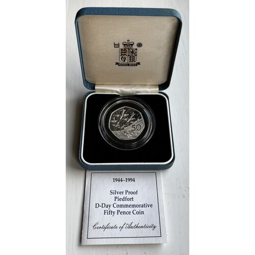 1994 Silver Proof Piedfort Fifty Pence Coin - 27g