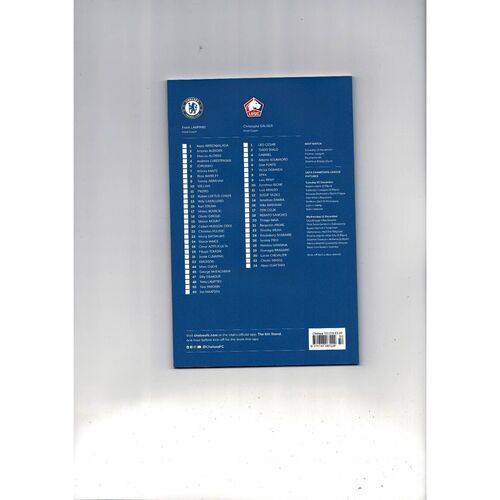 Chelsea v Lille Champions League Football Programme 2019/20