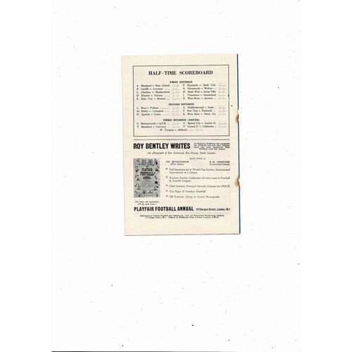 1954/55 Chelsea v Bolton Wanderers Championship Season Football Programme