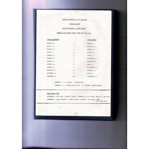 Bolton Wanderers v Leeds United Central League Football Programme 1984/85