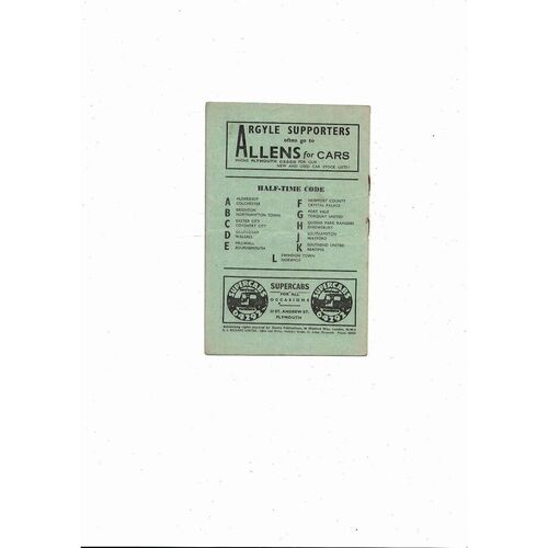 1957/58 Plymouth Argyle v Brentford Football Programme