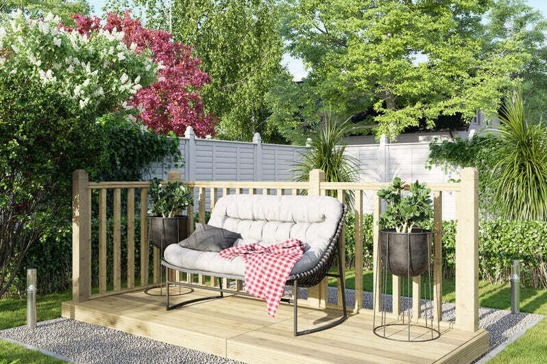 4x10 Wooden Decking with 2 Handrails Sides