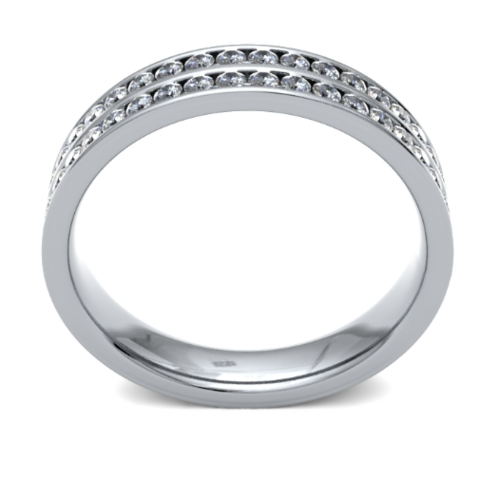 9ct 4mm DIAMOND SET double row round brilliant cut channel