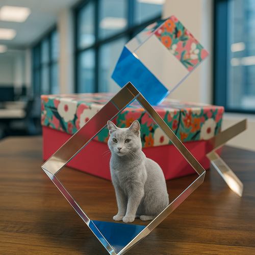 The Stunning 3D Iona Ocean Blue Colour Cube Crystal