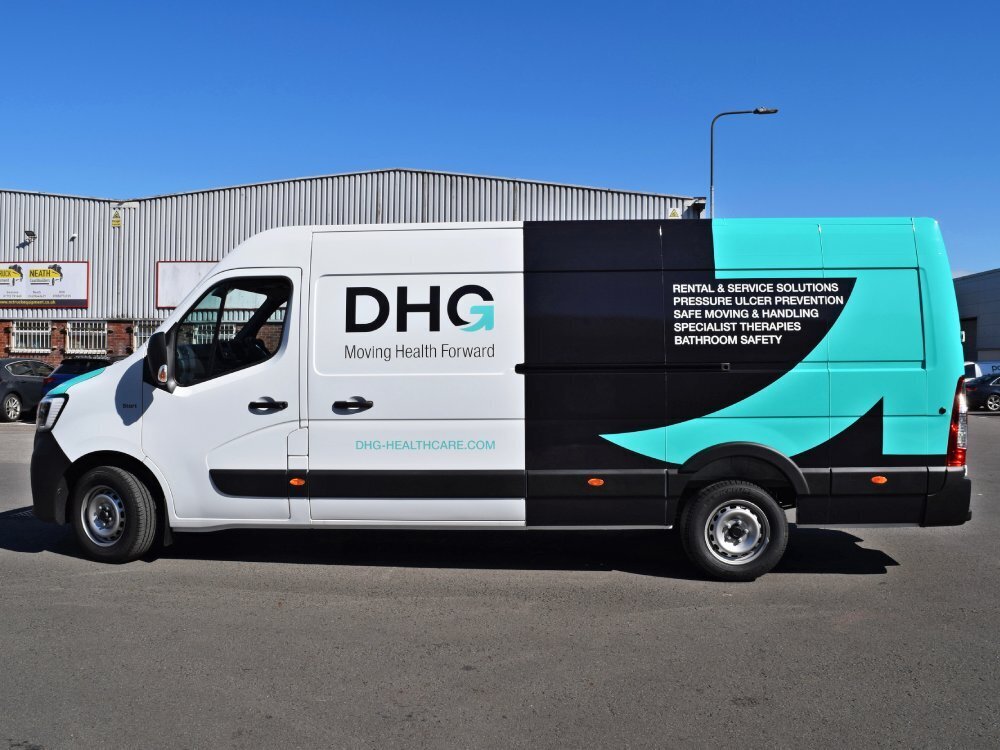Renault Master with partial company branded van livery.