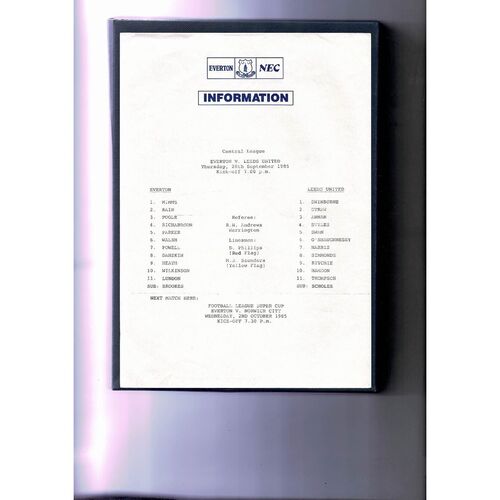 Everton v Leeds United Central League Football Programme 1985/86