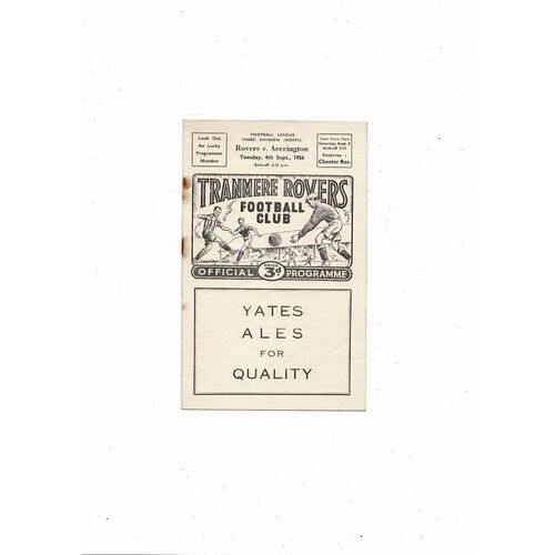 1956/57 Tranmere Rovers v Accrington Stanley Football Programme
