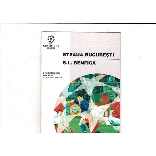 Steaua Bucharest v Benfica UEFA Champions League Football Programme 1994/95
