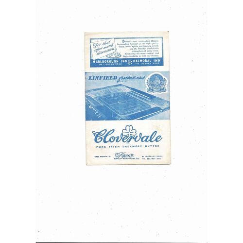 1962/63 Linfield v Glentoran City Cup Football Programme