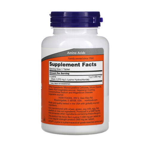 NOW Foods L-Lysine Essential Amino Acid 100mg - 100 Tablets