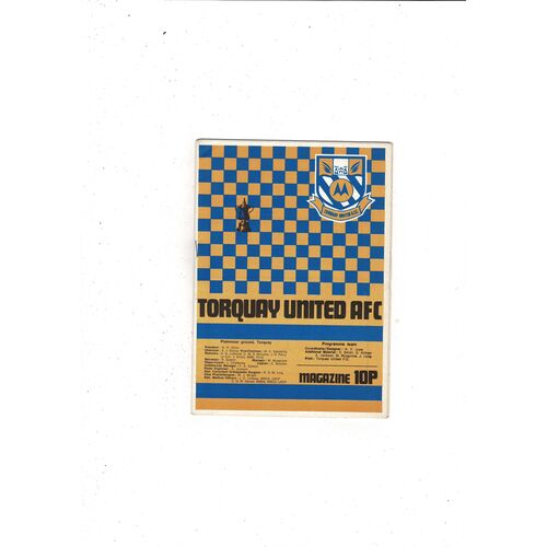 Torquay United v Hillingdon Borough FA Cup Football Programme 1976/77