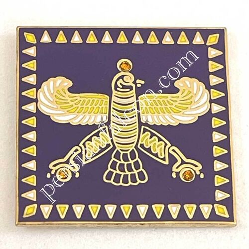Badge. The Persian Falcon. Purple with 3 Yellow Stones.