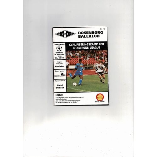 Rosenborg v Besiktas UEFA Champions League Football Programme 1995/96
