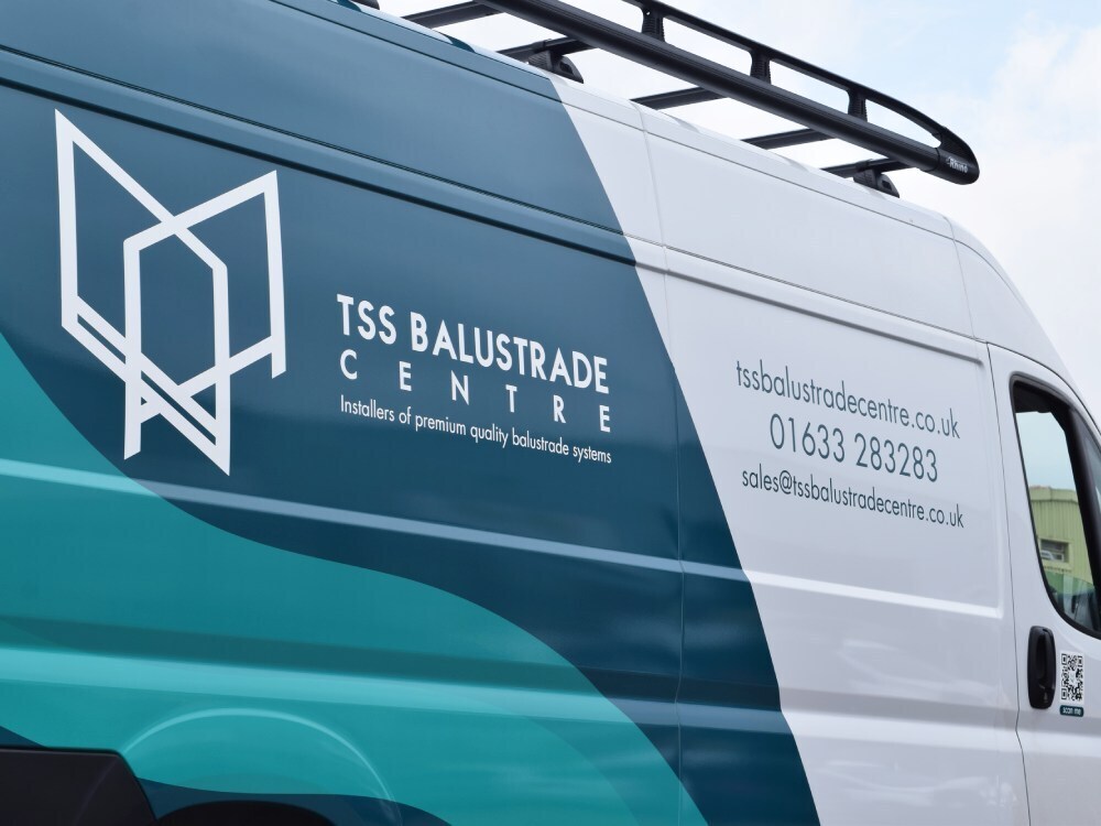 Close up of detail on a Vauxhall Movano van wrap and graphics.