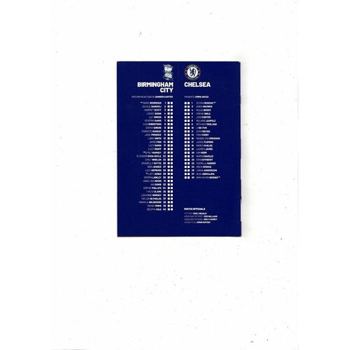 2021/22 Birmingham City v Chelsea Womens Super League Football Programme