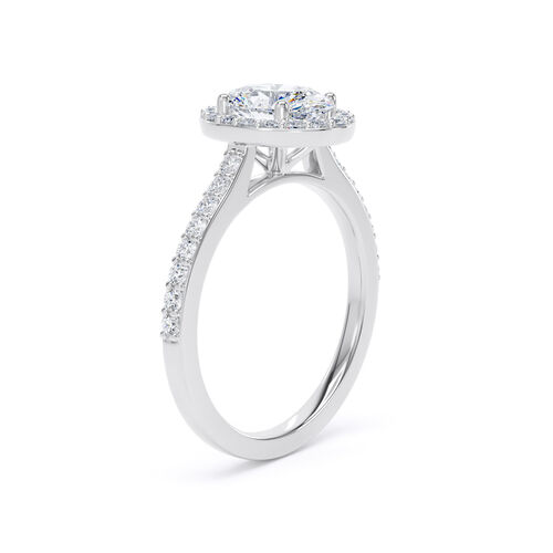 Oval halo with diamond set shoulders