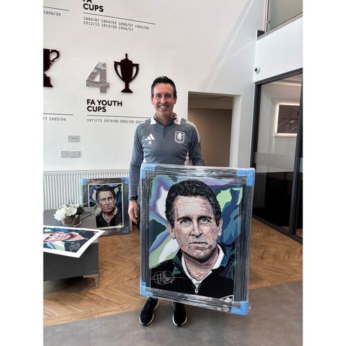 Original Unai Emery Signed Painting by Sue Verity