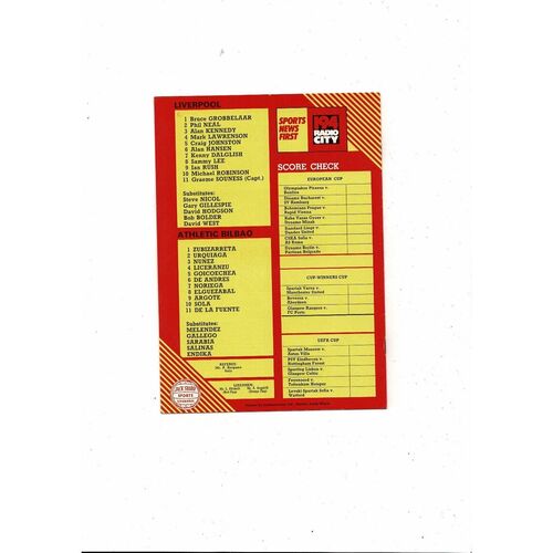 Liverpool v Athletic Bilbao European Cup Football Programme 1983/84