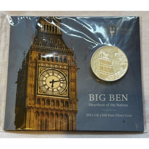 2015 Big Ben UK £100 Silver Coin - 62.86g