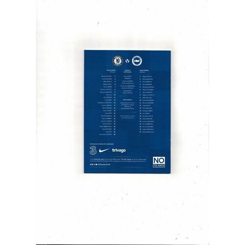 2021/22 Chelsea v Brighton Womens Super League Football Programme