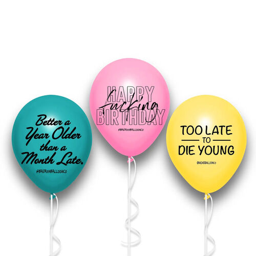 Assorted Badass Birthday Balloon Pack (12 ballons)