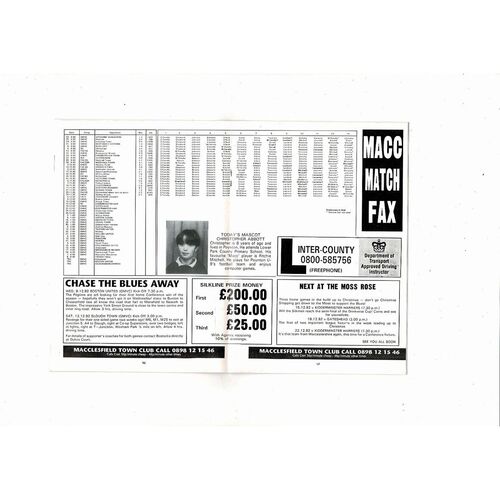 Macclesfield Town v Stockport County FA Cup Football Programme 1992/93