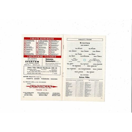 1965/66 Aston Villa v Everton Football Programme