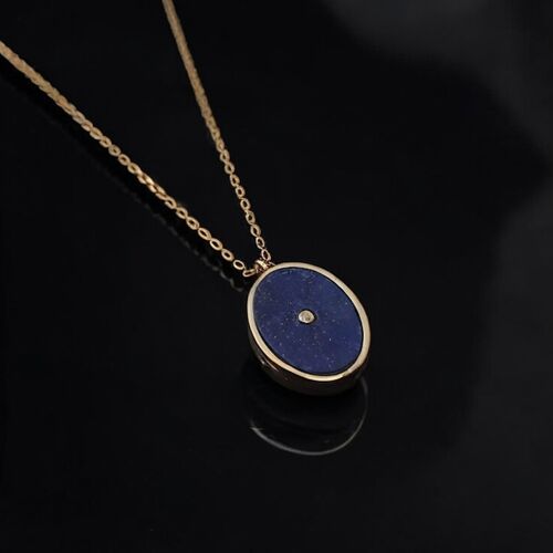 Lapis Lazuli and cubic zirconia locket