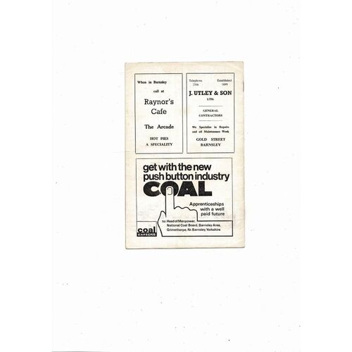 1968/69 Barnsley v Bournemouth Football Programme