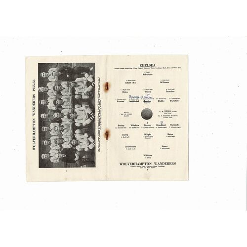 1955/56 Chelsea v Wolves Football Programme