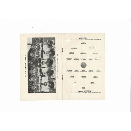 1956/57 Chelsea v Leeds United Football Programme