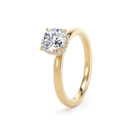 Cushion solitaire with hidden halo