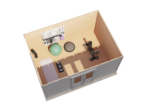 4.2mtr x 3.0mtr 44mm walled Flat Roof Cabin