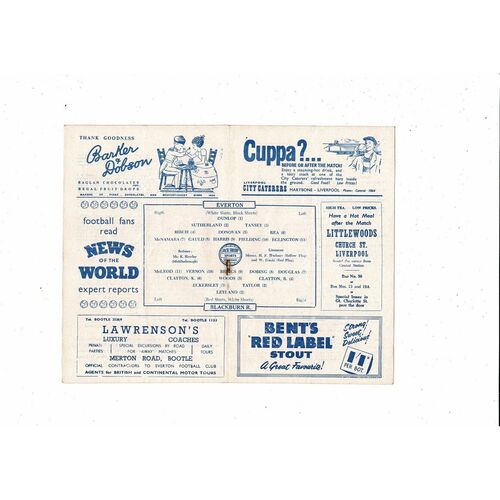 1956/57 Everton v Blackburn Rovers FA Cup Football Programme