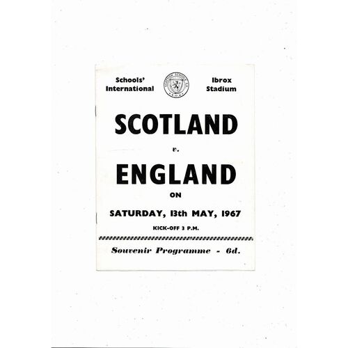 1967 Scotland v England Schools International Football Programme @ Ibrox