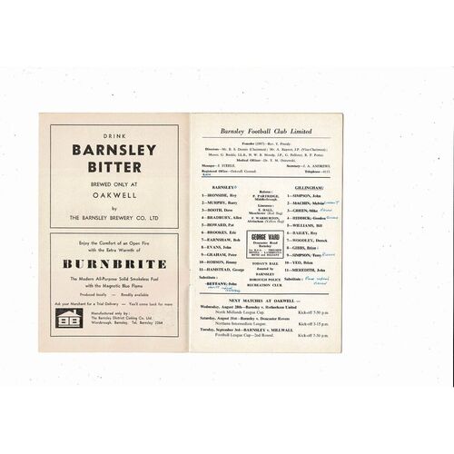 1968/69 Barnsley v Gillingham Football Programme