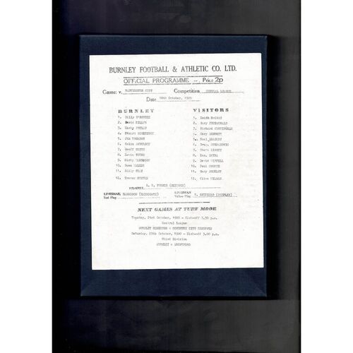 Burnley v Manchester City Central League Football Programme 1980/81