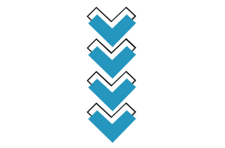 Blue downward arrows