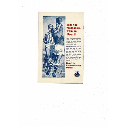 1962 England v Switzerland Football Programme