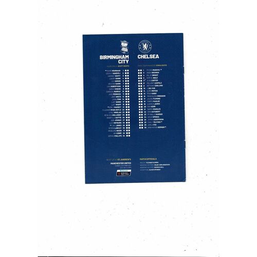 2021/22 Birmingham City v Chelsea Women's FA Cup Football Programme