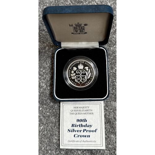 1990 Queen Mother 90th Birthday Silver Proof Crown - 28.28g