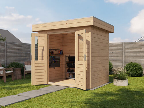 2.4mtr x 1.8mtr 28mm walled Flat Roof Cabin
