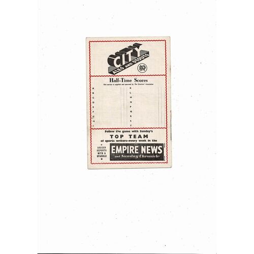 1957/58 Exeter City v Swindon Town Football Programme