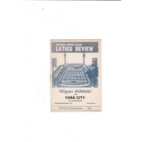 1977/78 Wigan Athletic v York City FA Cup Football Programme