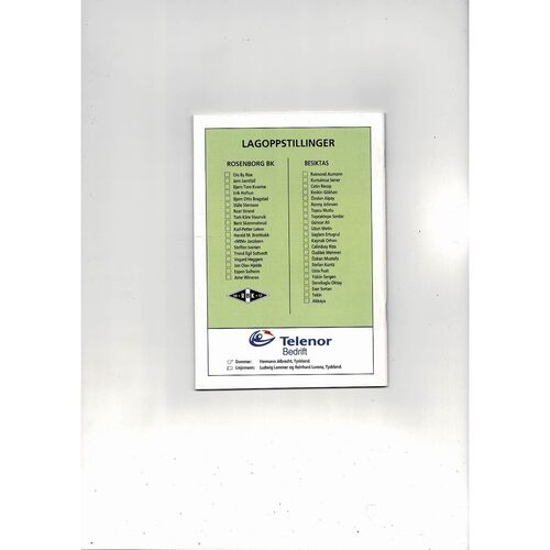 Rosenborg v Besiktas UEFA Champions League Football Programme 1995/96